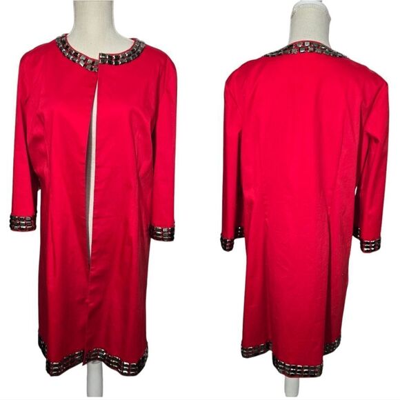 grace chuang Jackets & Blazers - Vintage Grace chuang New York red long open blazer with embellishment